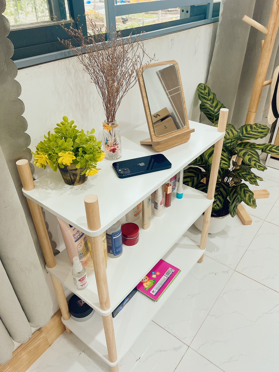 Kệ gỗ decor kệ trang trí 3 tầng phong cách hàn quốc, decor phong ngủ, trang trí phòng khách
