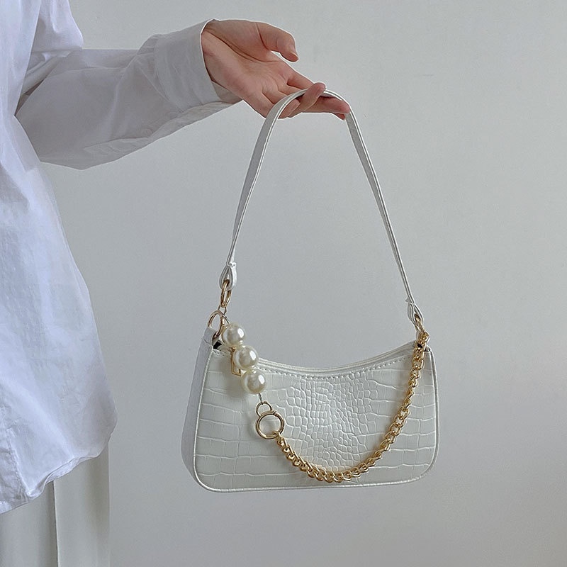 Túi Xách Nữ Kẹp Nách Da Tặng Kèm Dây Ngọc Thời Trang Dự Tiệc Đi Chơi Cap Cấp Phong Cách Đẹp - TDC217