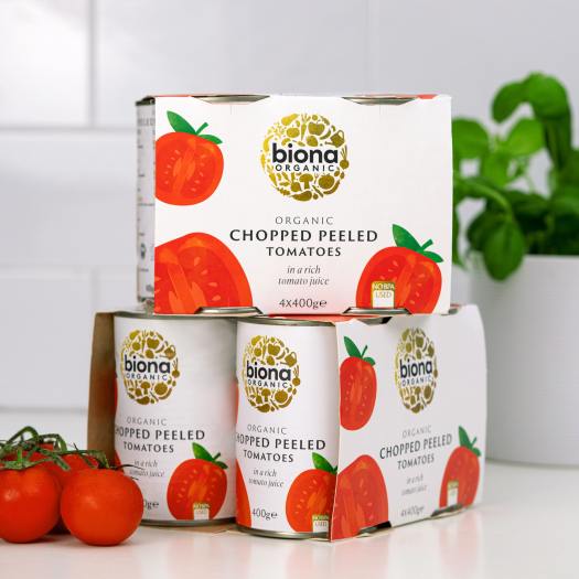 Cà chua mận bóc vỏ ngâm hữu cơ Biona 400g