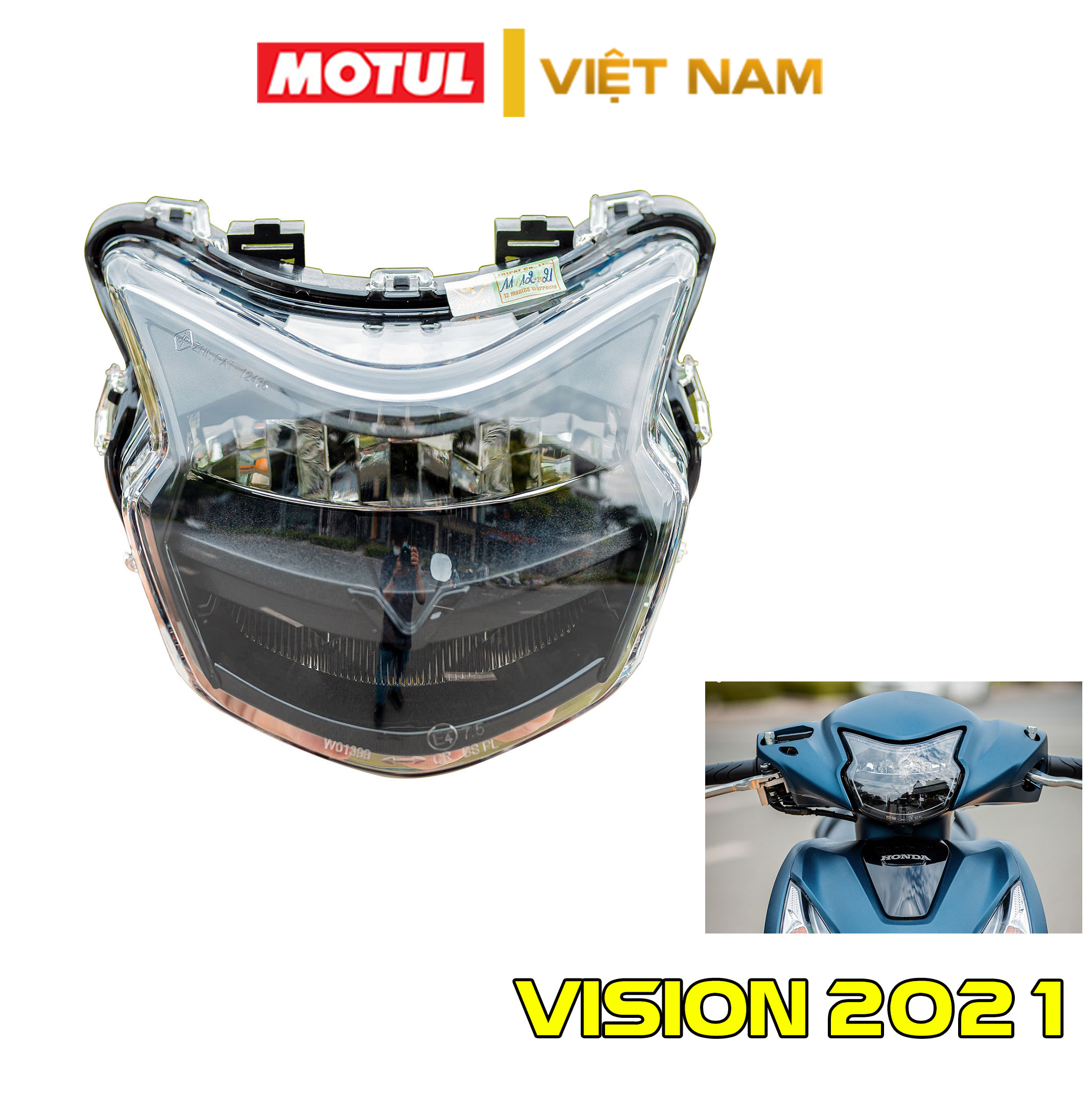 Chóa đèn vision 2021, đèn pha led vision 2020 2021 2022 2 tầng siêu sáng zhi.pat chính hãng - bảo hành 2 năm