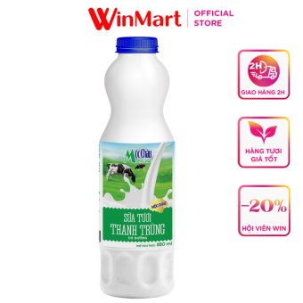 Sữa tươi thanh trùng Mộc Châu có đường chai 880ml