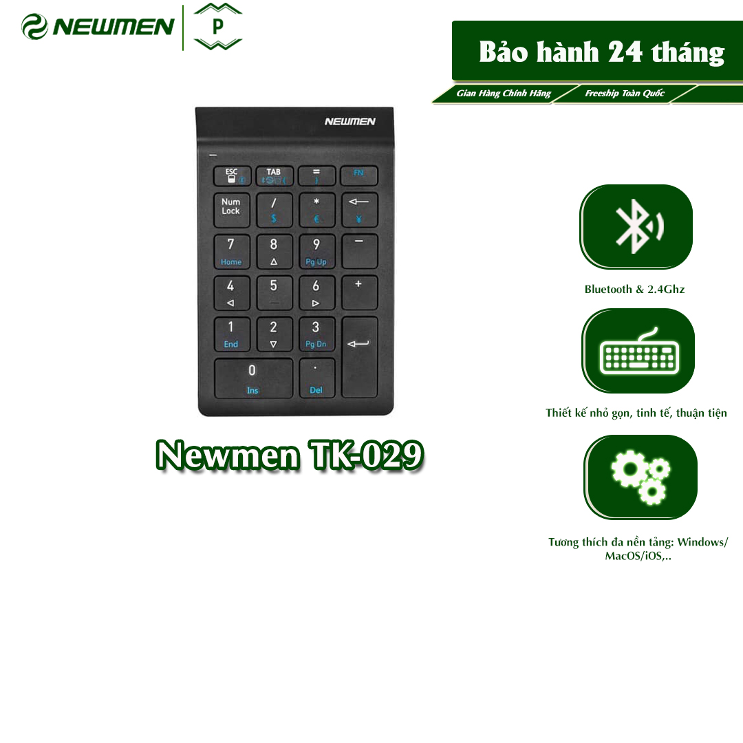 Bàn phím số không dây Dual Mode Newmen TK-029 2.4Ghz  - Hàng chính hãng