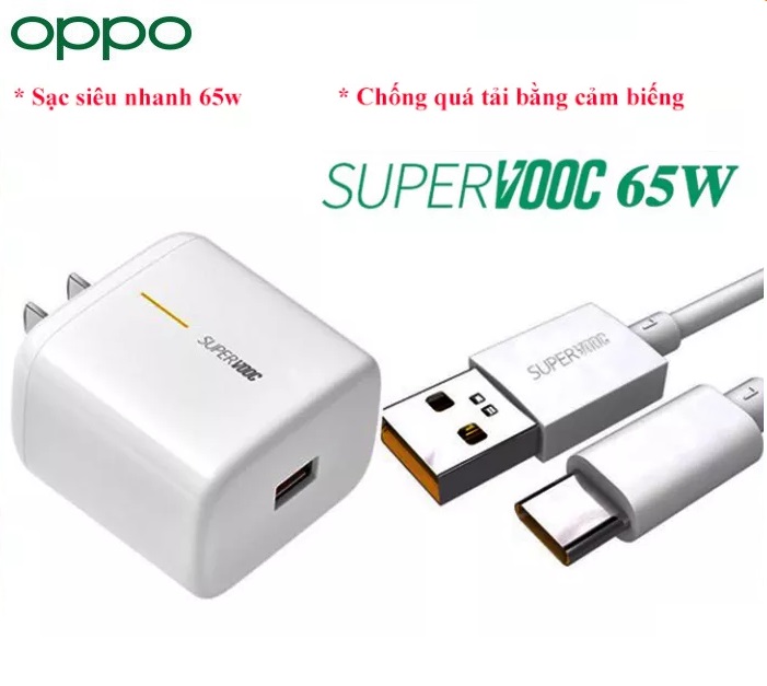 Bộ Sạc Nhanh oppo 65W Công nghệ Super Vooc Dùng cho các dòng điện thoại