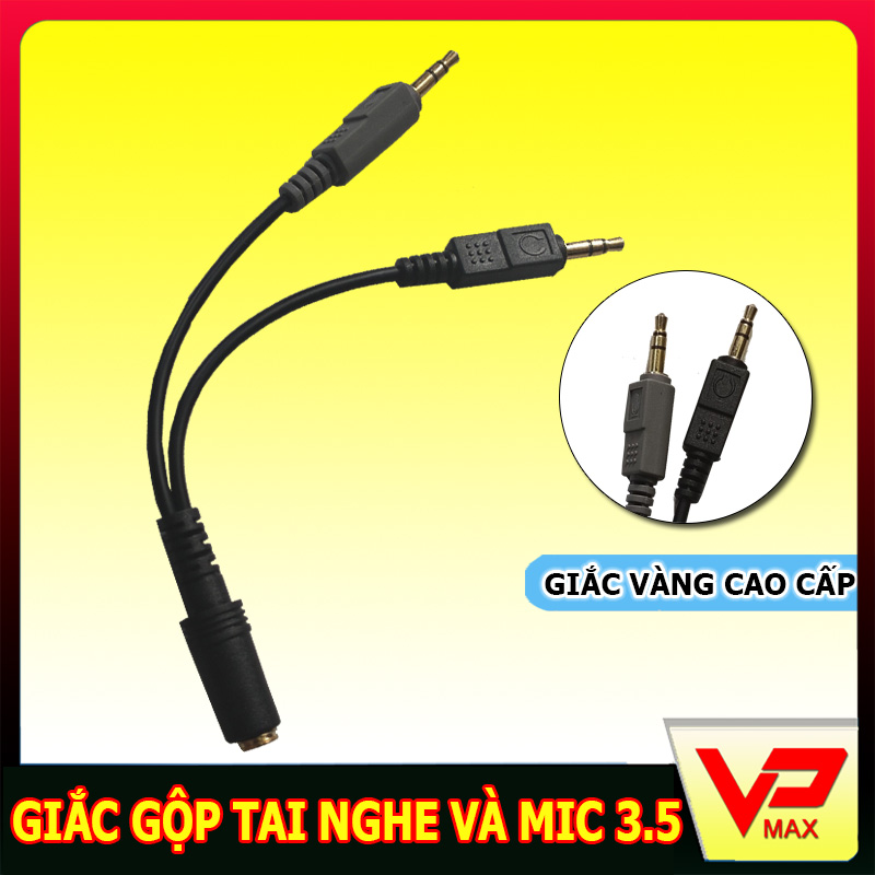 Giắc jack gộp tai nghe và mic ra jack cổng 3.5mm âm chuyển đổi 2 cổng máy tính thành 1 cổng tai nghe điện thoại