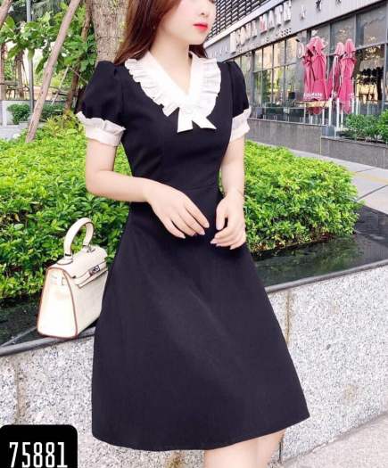 FreeShip) Sét yếm váy xòe kèm áo tiểu thư tay phồng,lên from dễ thương,có 2  màu đen,nâu | Shopee Việt Nam