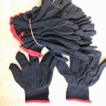 12 đôi Găng tay mút đen / Găng tay sợi mút đen viền /10 đôi Găng tay , Bao tay len bảo vệ tay, chống trơn trượt, thao tác linh hoạt, không gây hầm bí