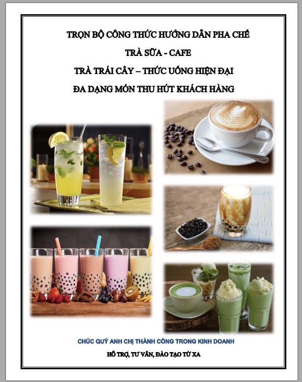 Sách công thức pha chế Trà Sữa - Cafe - Trà Trái Cây và thức uống HOT hiện nay