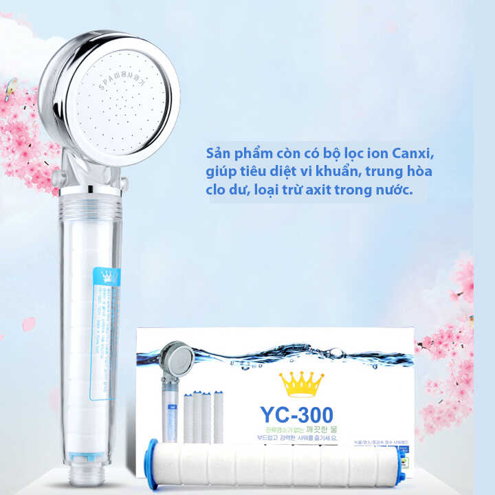 [HCM]Vòi sen YC-300 tăng áp lõi lọc nước khử khuẩn Hàn Quốc - Tặng thêm 1 lõi lọc - NK
