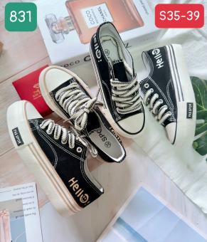 Giày thể thao, giày bata học sinh size nữ cổ thấp vải canvas in chữ Hello so cute mã 831🌈🌈