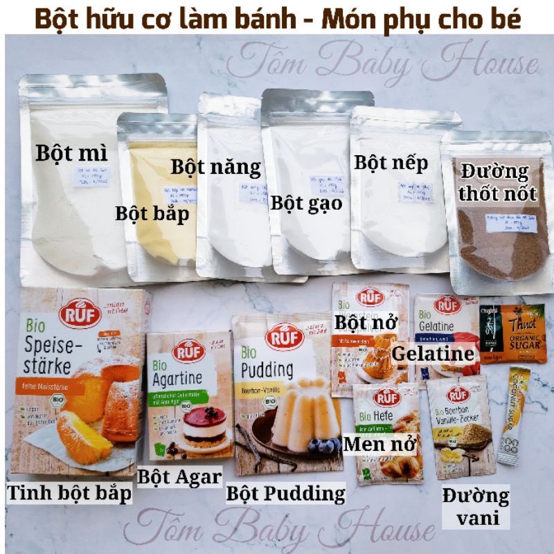 Galentin,Bột nở,Bột bắp, Bột mì,Men nở,Bột gạo,Tinh bột bắp_Các loại bột hữu cơ làm bánh cho bé