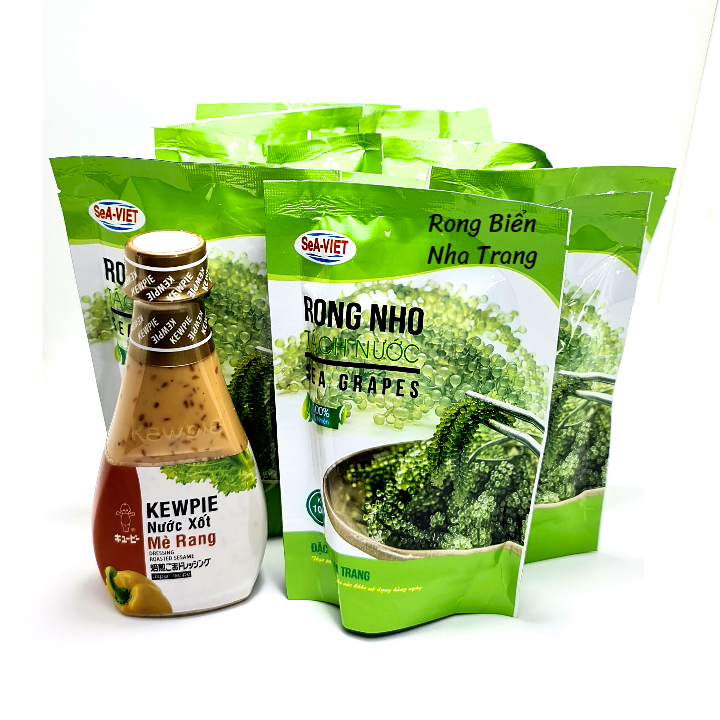 Rong nho tách nước Sea Việt 1 ký gồm 10 gói 100g - Tặng 1 chai nước sốt mè rang Kewpie 210ml