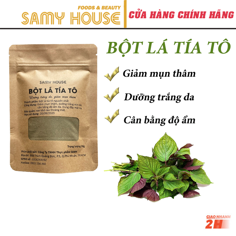 Bột lá tía tô đắp mặt nạ samy house 50g