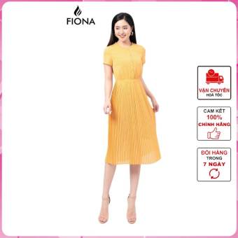 Đầm xòe dập nhăn chun eo cổ xếp bèo FIONA F451333