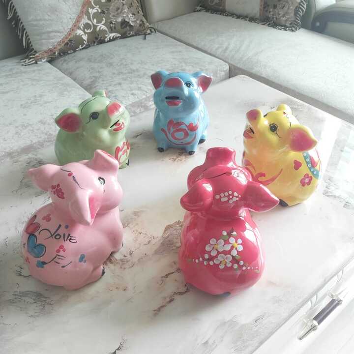 Heo Đất Tiết Kiệm Tiền Bát Tràng mẫu ngẩng đầu mang chữ lộc – 5 màu lựa chọn - Lợn Đất Tiết Kiệm TIền phong thủy - Ống Heo Tiết Kiệm TIền