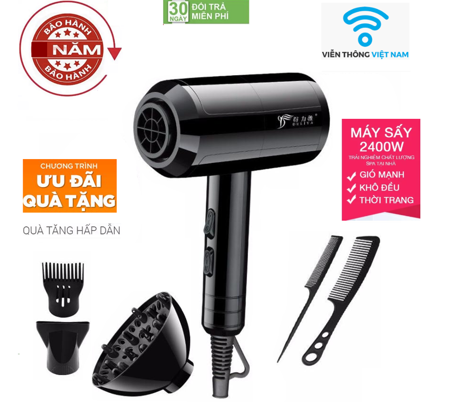 ( Hàng Cao Cấp ) Máy sấy tóc gió 2 chiều nóng lạnh DELIYA 2400w-Phù hợp mọi kiểu tóc Tặng kèm 5 sản phẩm, máy sấy tóc, máy sấy tóc công suất lớn, máy sấy tóc mini, máy sấy tóc tạo kiểu, Máy Sấy Tóc 2 Chiều