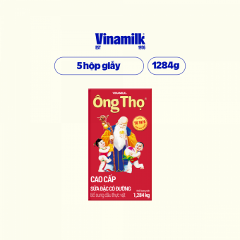 Bộ 5 Hộp Sữa đặc có đường Ông Thọ đỏ Vinamilk 1284g (Hộp giấy)