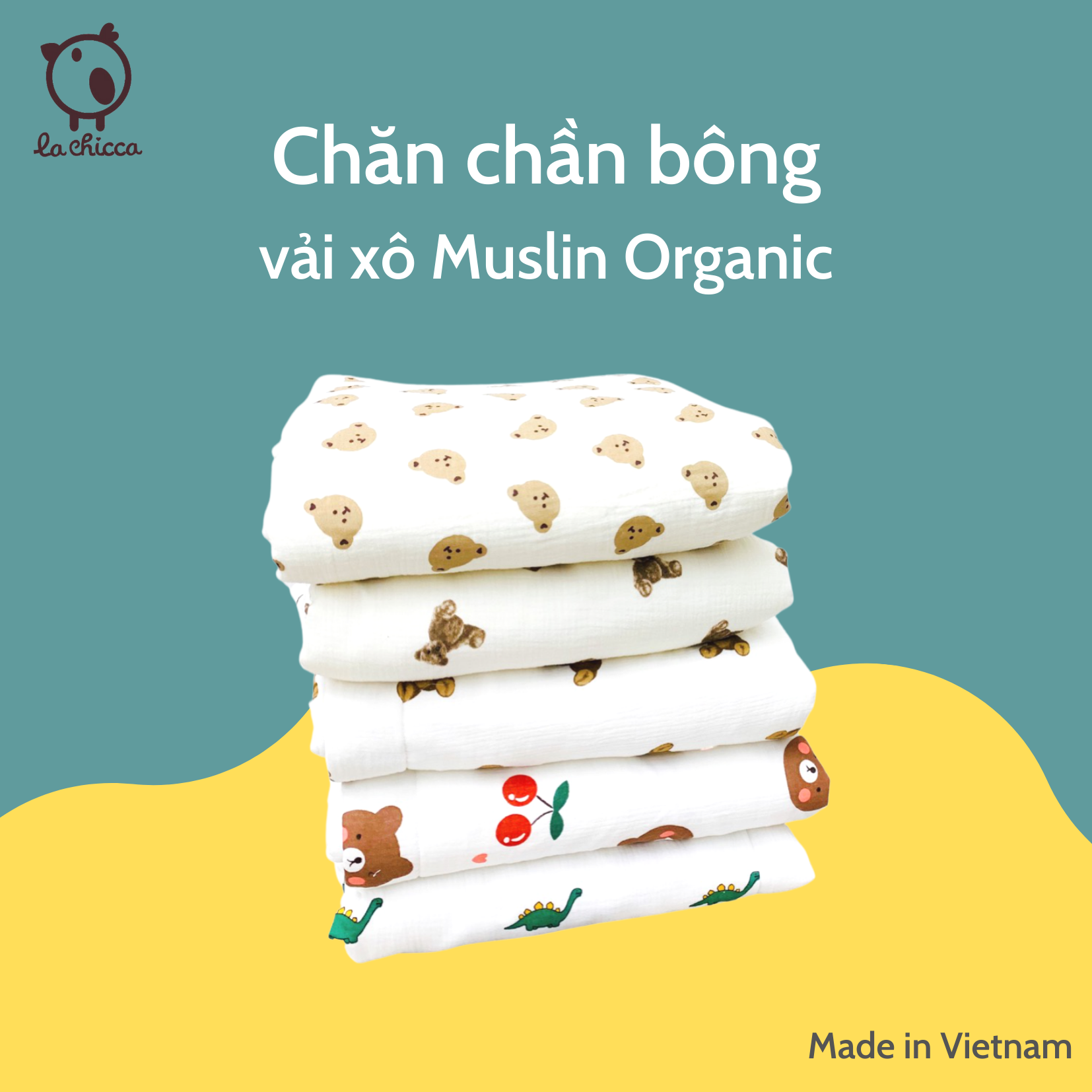 Chăn 4/6 lớp cho bé vải xô Muslin made in vietnam