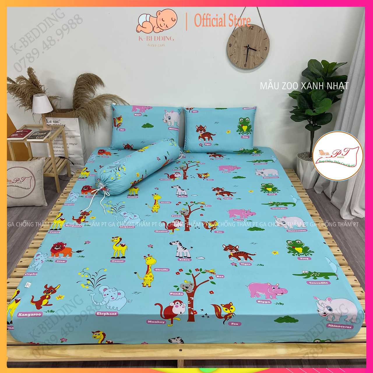 Ga chống thấm cao cấp hãng PT, drap chống thấm cotton cho bé mềm mịn mát không nóng không bí không sột soạt