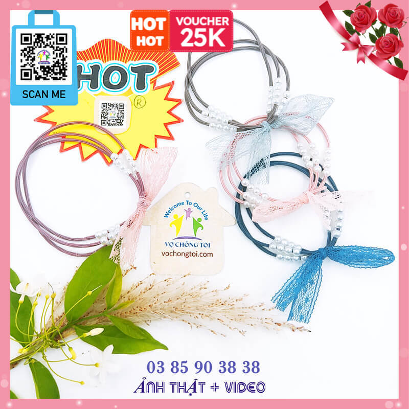 Dây buộc tóc nữ, đồ cột tóc cho bé gái, dây chun phụ kiện nữ Hàn Quốc, dây thun ngọc trai - thương hiệu Vợ Chồng Tôi