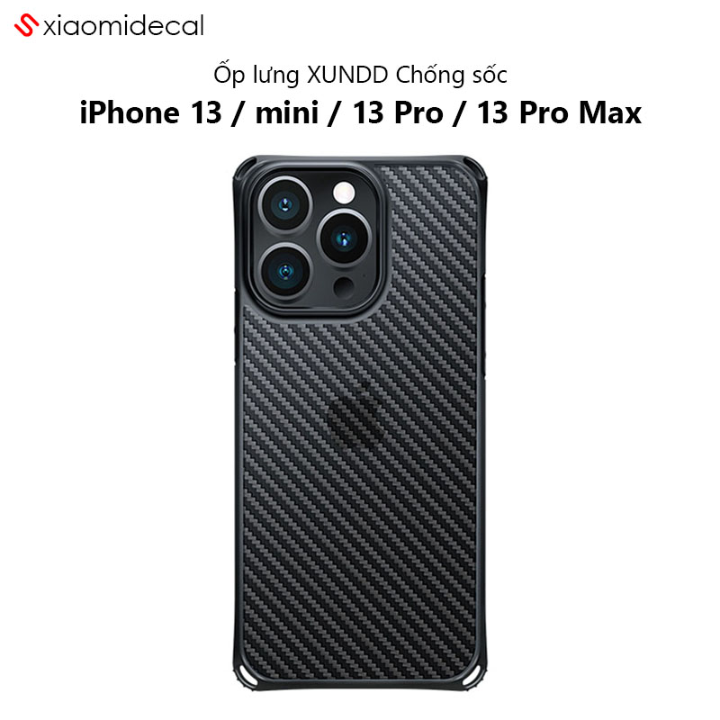 Ốp lưng XUNDD iPhone 13 / mini / 13 Pro / 13 Pro Max Mặt lưng vân Cacbon, Viền TPU, Chống sốc