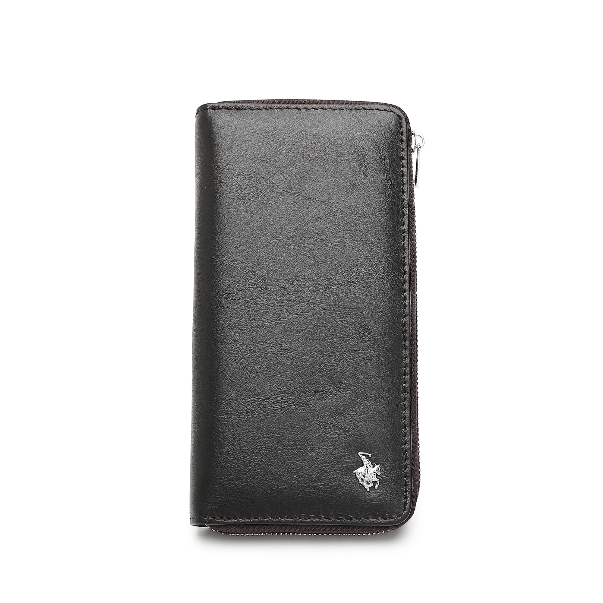 SWISS POLO Genuine Leather Zipper RFID Long Wallet SW 171-2 DARK COFFEE