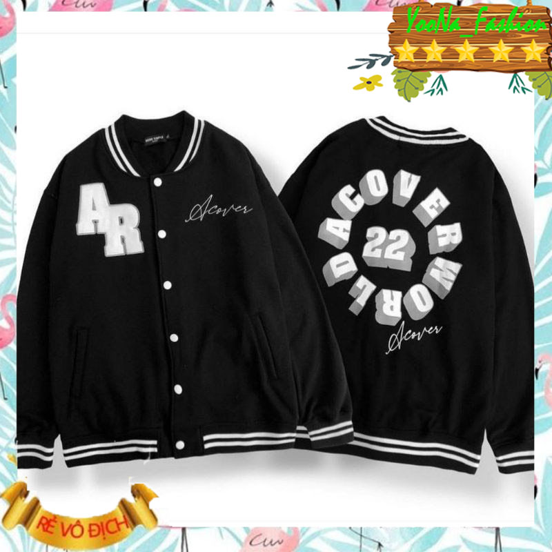 Áo Khoác Bomber Nam Nữ, Kiểu Dáng Trẻ Trung Phối Chữ Lớn Cá Tính.At