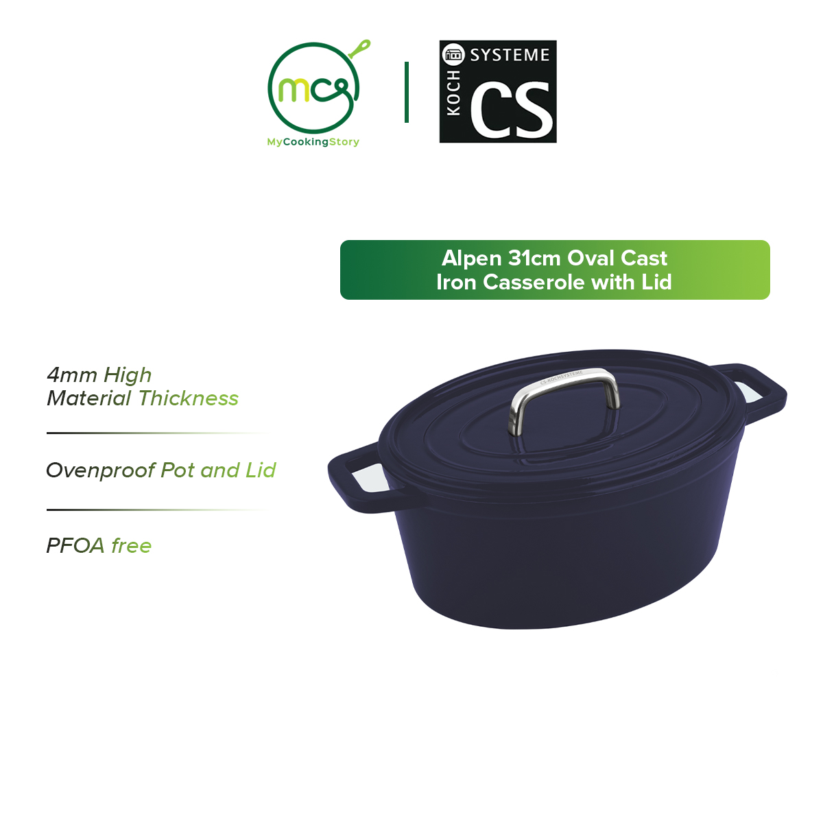 Gambar My Cooking Story   Carl Schmidt Sohn German CS Kochsysteme Alpen 31cm Oval Cast Iron Casserole with Lid