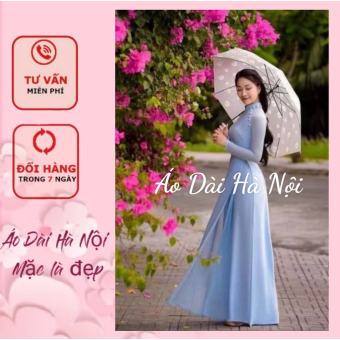 Áo dài màu xanh dương đính cúc cách điệu - Áo Dài Hà Nội