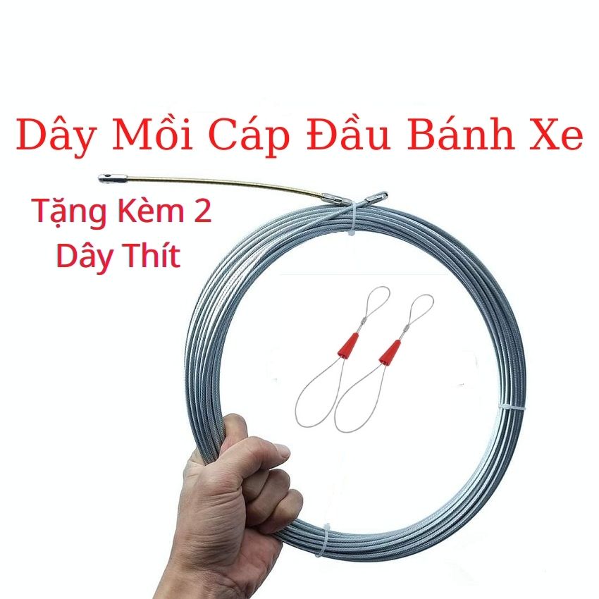 Dây mồi luồn dây điện có bánh xe-cáp trắng chống gỉ-dây mồi luồn điện trong ống gen