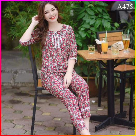 Đồ bộ nữ mặc ở nhà, Đồ bộ mặc nhà nữ tay lỡ cổ sen thu đông đẹp