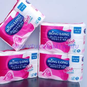 Combo 3 Lốc giấy vệ sinh HỒNG LONG, 1 Lốc 6 Cuộn, 4 Lớp, Cuốn chắc tay lên tới 350 tờ, Bột giấy nguyên chất, Giấy loại 1, Shop chuyên sỉ.