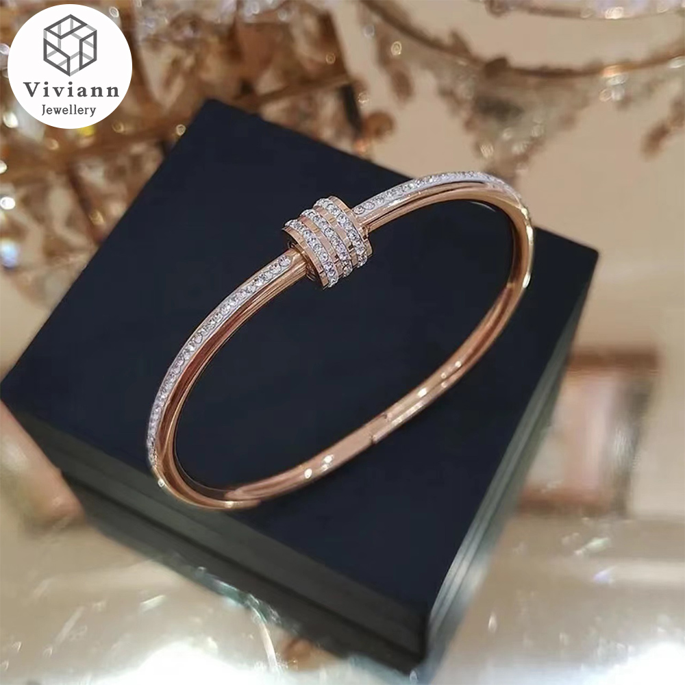 Viviann Original Elegant Classic Crystal Cuff Bangles Bracelets For Women