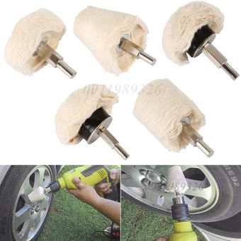 Bộ 5 đầu phớt lông cừu gắn máy khoan đánh bóng xe - Phớt đánh bóng ô tô xe máy inox - Chổi đánh bóng