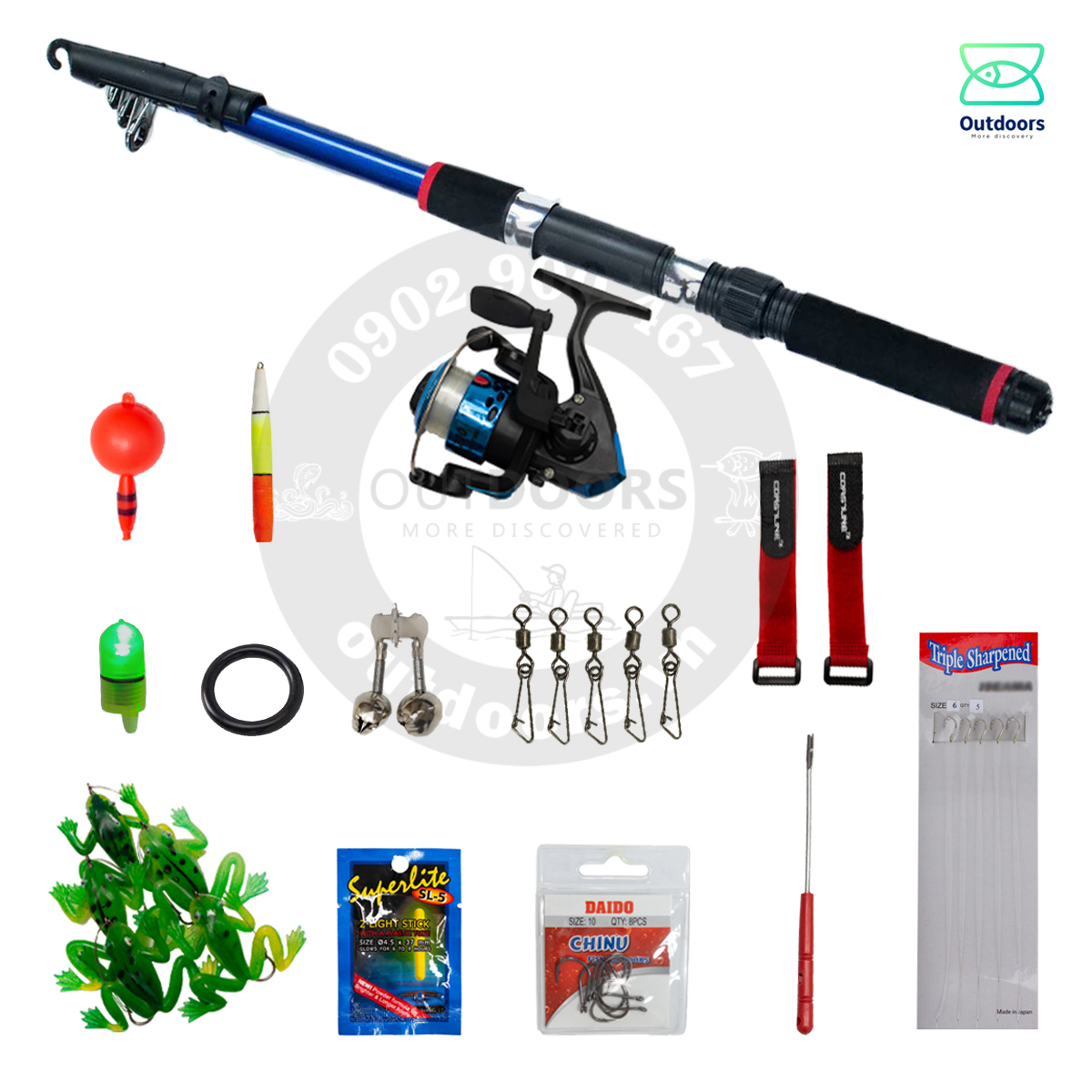 Combo cần câu cá Asalt-X Tele + máy + 33 món phụ kiện/ combo cần câu rút siêu rẻ