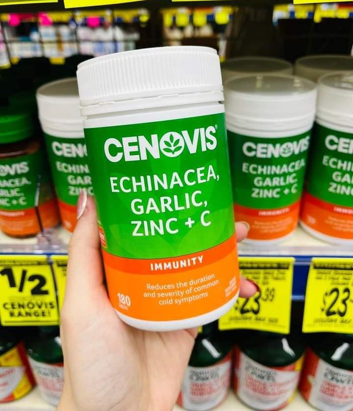 Cenovis Echinacea Garlic Zinc &amp; C 180v Tablets - uống tăng sức đề kháng