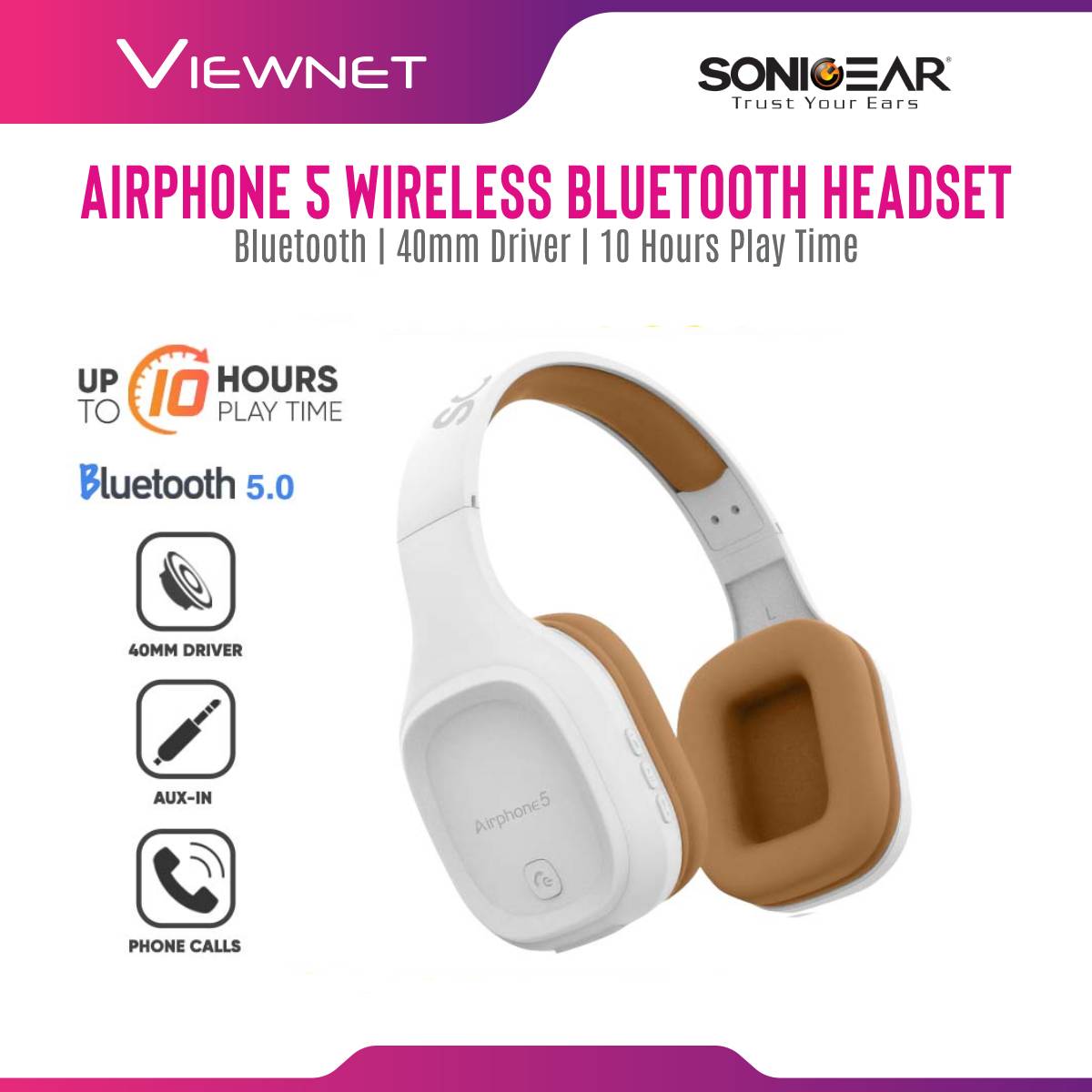 SonicGear Airphone 5 Wireless Bluetooth Headset
