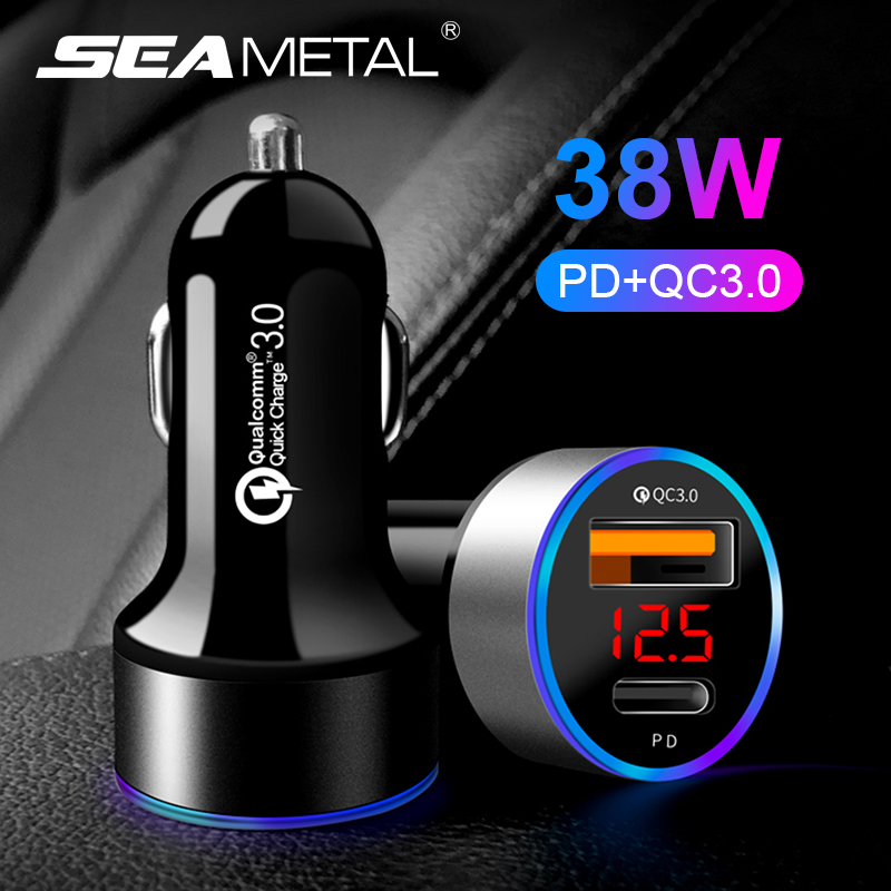 Sạc Nhanh Điện Thoại 38W PD + QC3.0 2 Cổng Sạc Xe Hơi Bật Lửa Thuốc Lá 12V/24V Bộ Chuyển Đổi Nguồn T