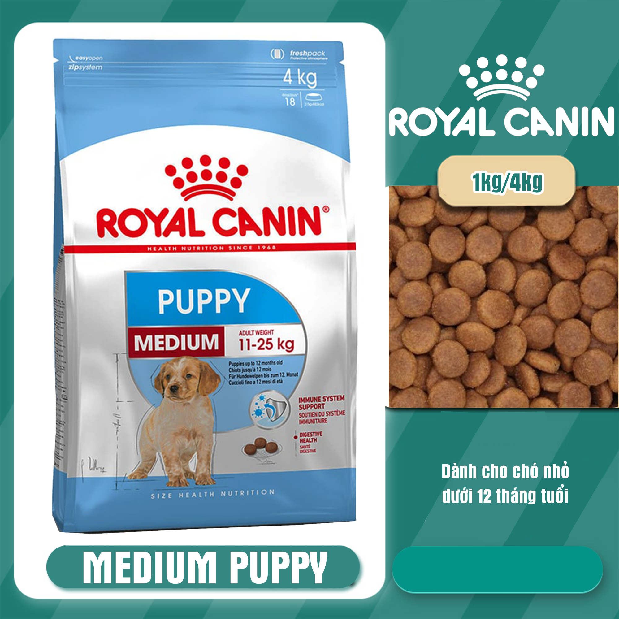 ROYAL CANIN MEDIUM PUPPY 1KG thức ăn hạt cho chó nhỏ| Hạt khô cho chó| hạt cho cho chó giá rẻ| Thức ăn cho chó lớn| thức ăn cho chó con| cám chó giá rẻ|thức ăn chó phốc sóc| hạt chó alaska|thức ăn chó classic|dog food