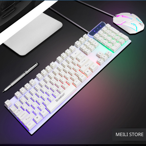 Bàn phím và chuột có dây Bosston 8310 giả cơ có đèn LED gaming nhiều màu