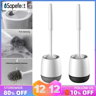 【Ready Stock】Sopefect Toilet Brush Holder Upgraded Modern Design with Soft Bristle Bathroom Toilet Bowl Brush 1 Set (toilet brush with stand) (1)
