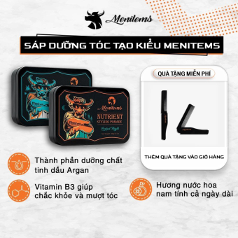 Combo sáp vuốt tóc Menitems, sáp vuốt tóc nam Pomade, giữ nếp, tạo kiểu lên đến 10H lưu hương lâu nước hoa Tropical Wind + Perfect Night