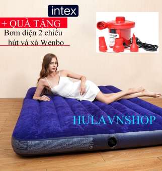 Đệm bơm hơi tiện dụng 137x191x22 Intex 66768+ tặng kèm bơm điện 2 chiều Intex
