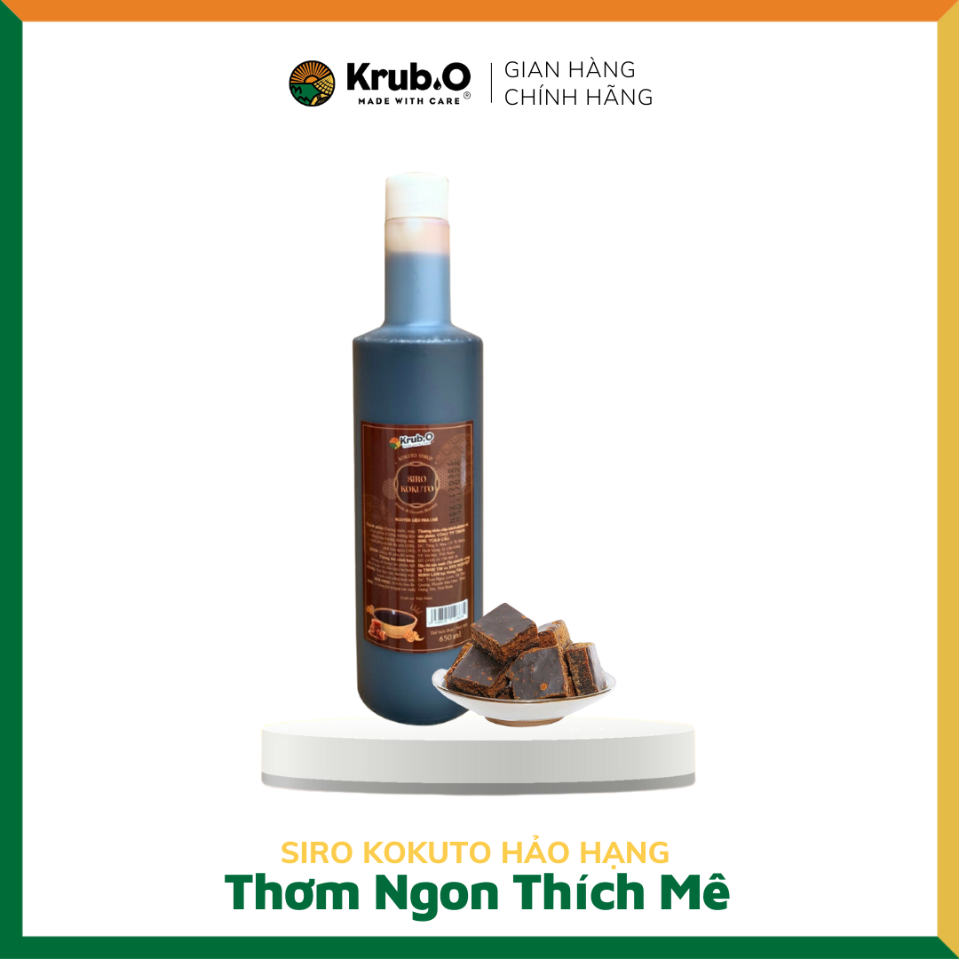 Siro Kokuto Chai 650ml Krub.O - Siro đường nâu Okinawa cho vị siro ngọt thanh, dịu, màu nâu sẫm cho món trà sữa bắt vị và bắt mắt - Sản xuất tại Việt Nam