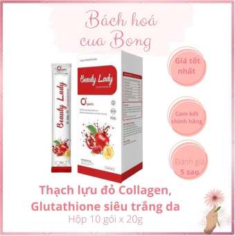 Thạch Lựu đỏ Beauty Lady trắng da -  Collagen, Glutathione ( hộp 10 gói x 20g )