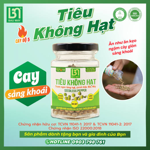 Tiêu không hạt hữu cơ Bầu Mây - Giúp kích thích ăn uống và cải thiện hệ tiêu hóa như chống nôn, chống cảm lạnh, làm ấm bụng