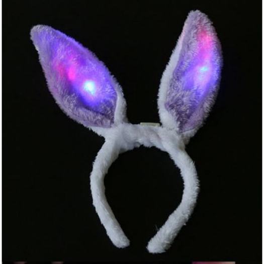 Bờm tai thỏ có đèn led đáng yêu phụ kiện cài tóc lông mịn Noel Christmas giáng sinh băng đô phát sáng tiktok trung thu