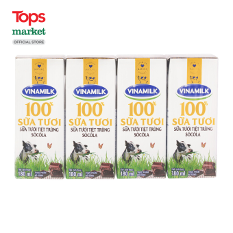 Lốc 4 Sữa Vinamilk 100% Socola 180ML