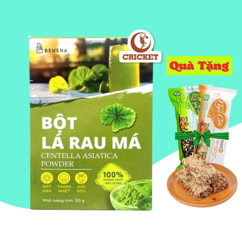 Bột rau má Behena Hộp 50g (20 gói x 2.5g) nguyên chất 100%, tăng cường trí óc, thanh nhiệt có thể và làm đẹp da