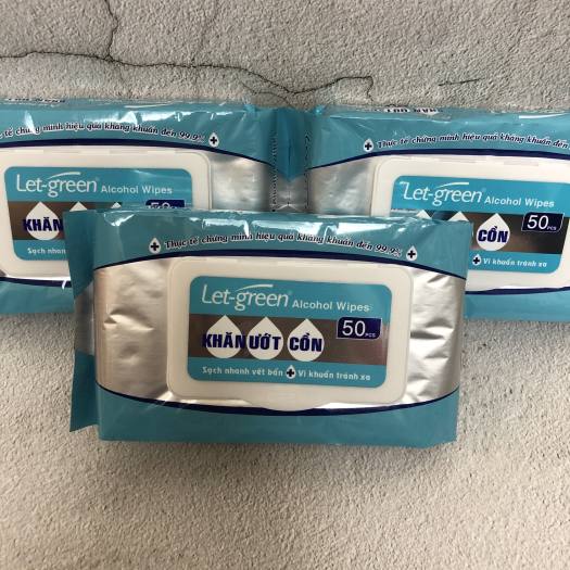 KHĂN ƯỚT CỒN KHÁNG KHUẨN LET-GREEN 50chiếc/ gói