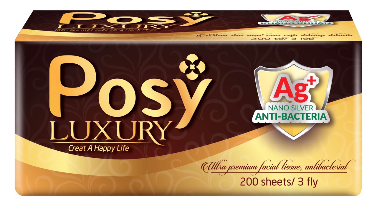1 thùng 30 gói khăn giấy lụa posy luxury - 200 tờ 03 lớp